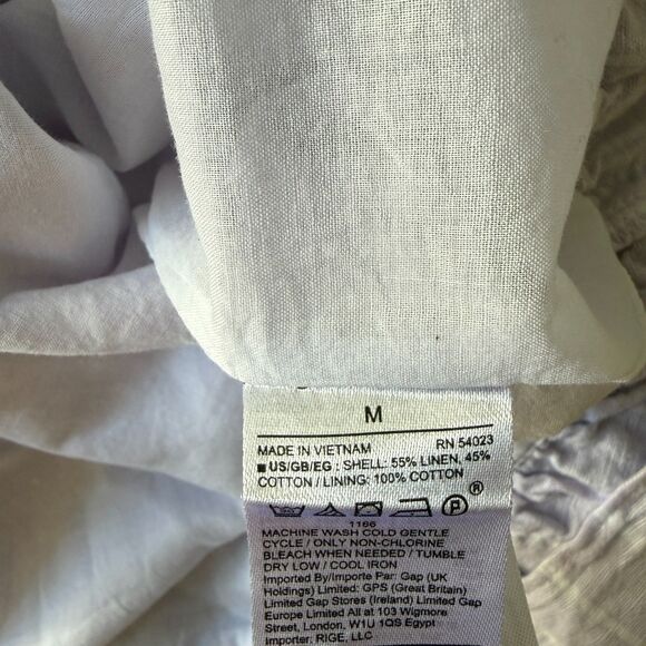 GAP Lavender Linen Striped Wrap Mini Dress Size Medium - Picture 8 of 8
